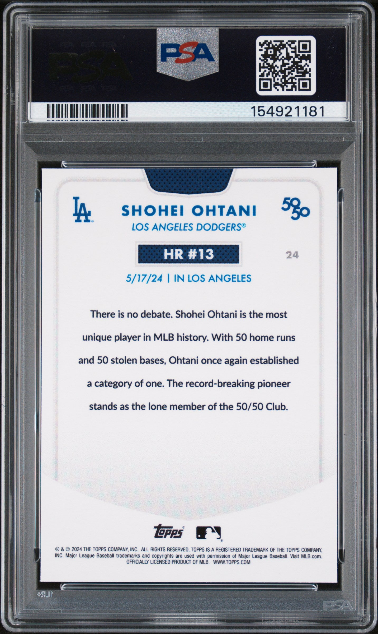 Shohei Ohtani | 2024 Topps 50/50 Chrome Orange Refractor /25 | PSA 9