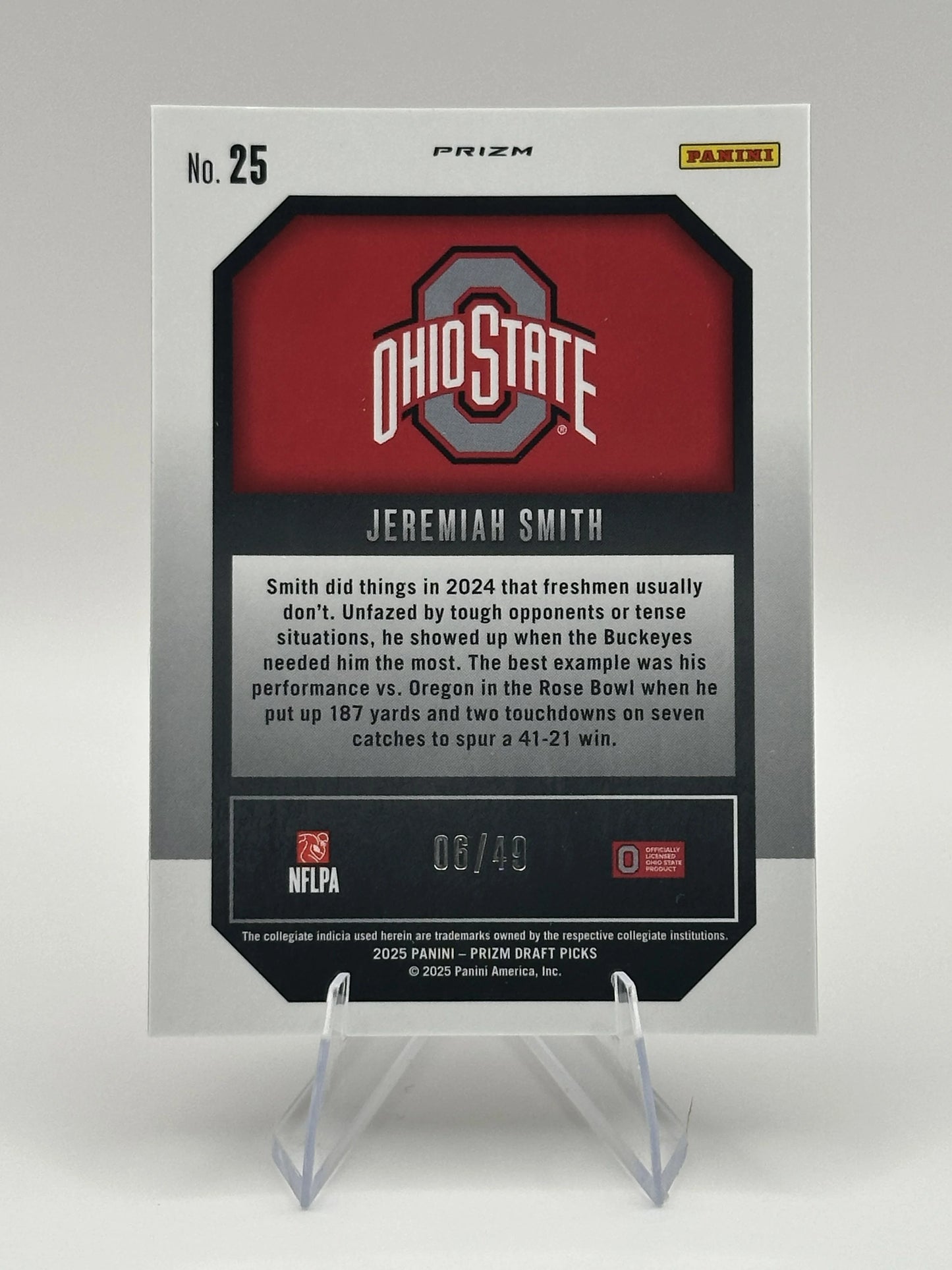 Jeremiah Smith | 2025 Panini Prizm Draft Picks | New Recruits Gold /49 (Raw)