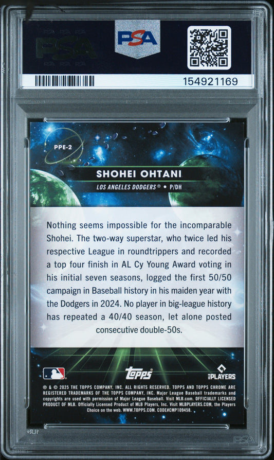 Shohei Ohtani | 2025 Topps Cosmic Chrome Planetary Pursuit – Earth | PSA 9