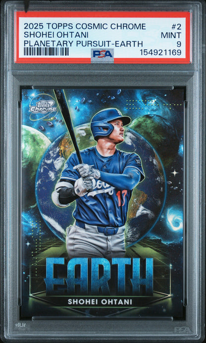 Shohei Ohtani | 2025 Topps Cosmic Chrome Planetary Pursuit – Earth | PSA 9