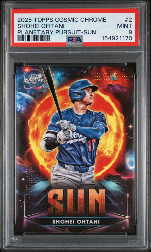 Shohei Ohtani | 2025 Topps Cosmic Chrome Planetary Pursuit – Sun | PSA 9
