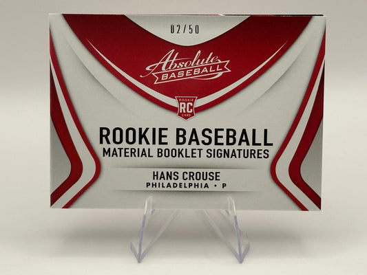 Hans Crouse Rookie Auto Booklet /50 | 2022 Panini Absolute Baseball RC Patch Auto