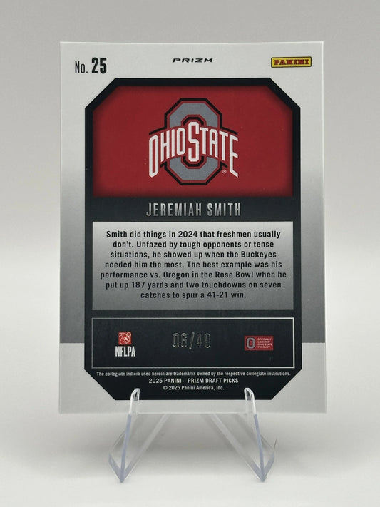 Jeremiah Smith | 2025 Panini Prizm Draft Picks | New Recruits Gold /49 (Raw)