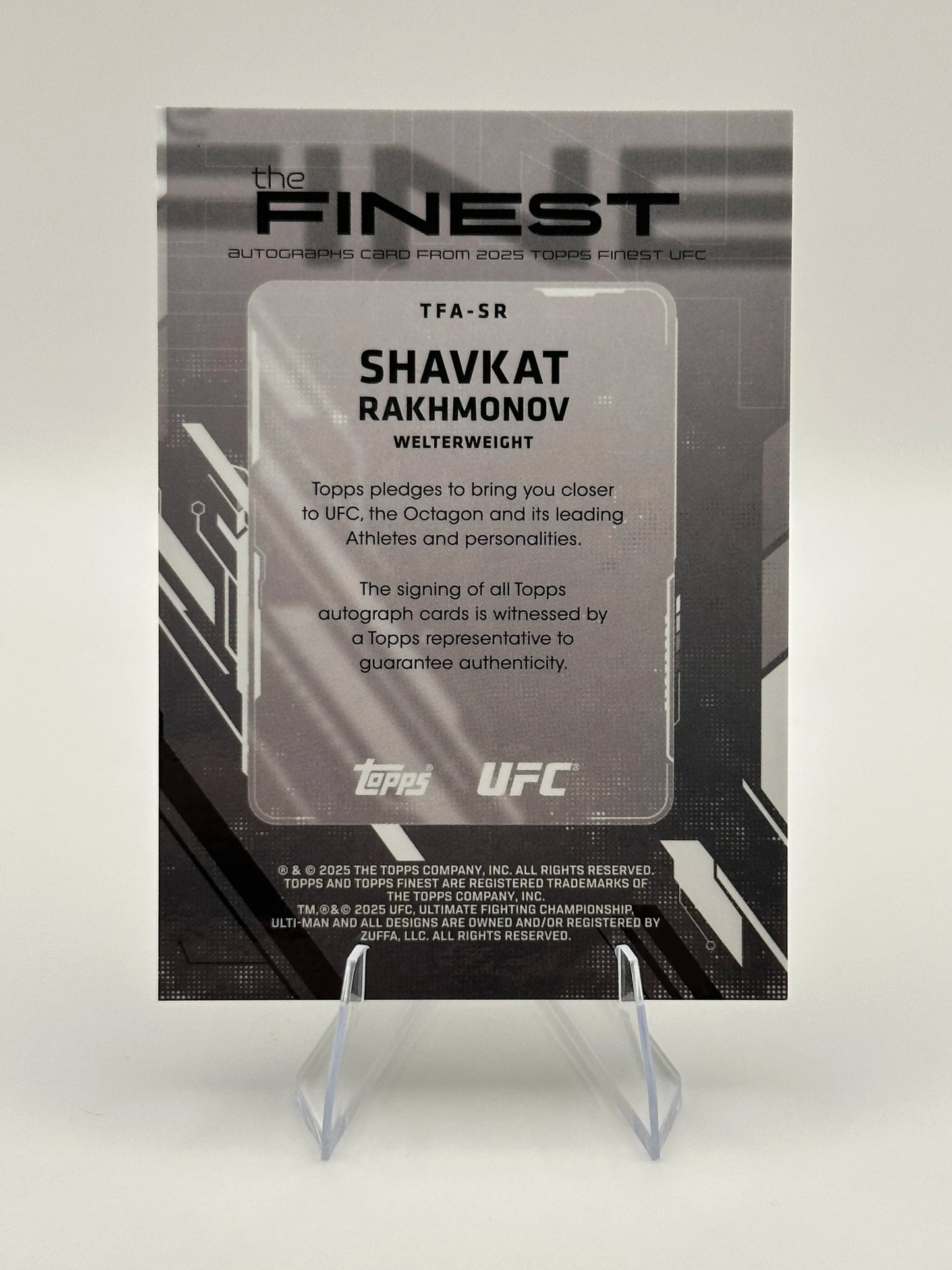Shavkat Rakhmonov 2025 Topps Finest UFC Auto (Raw)